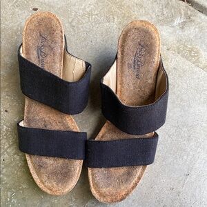 Lucky Brand Black Cork Footbed Sandals
